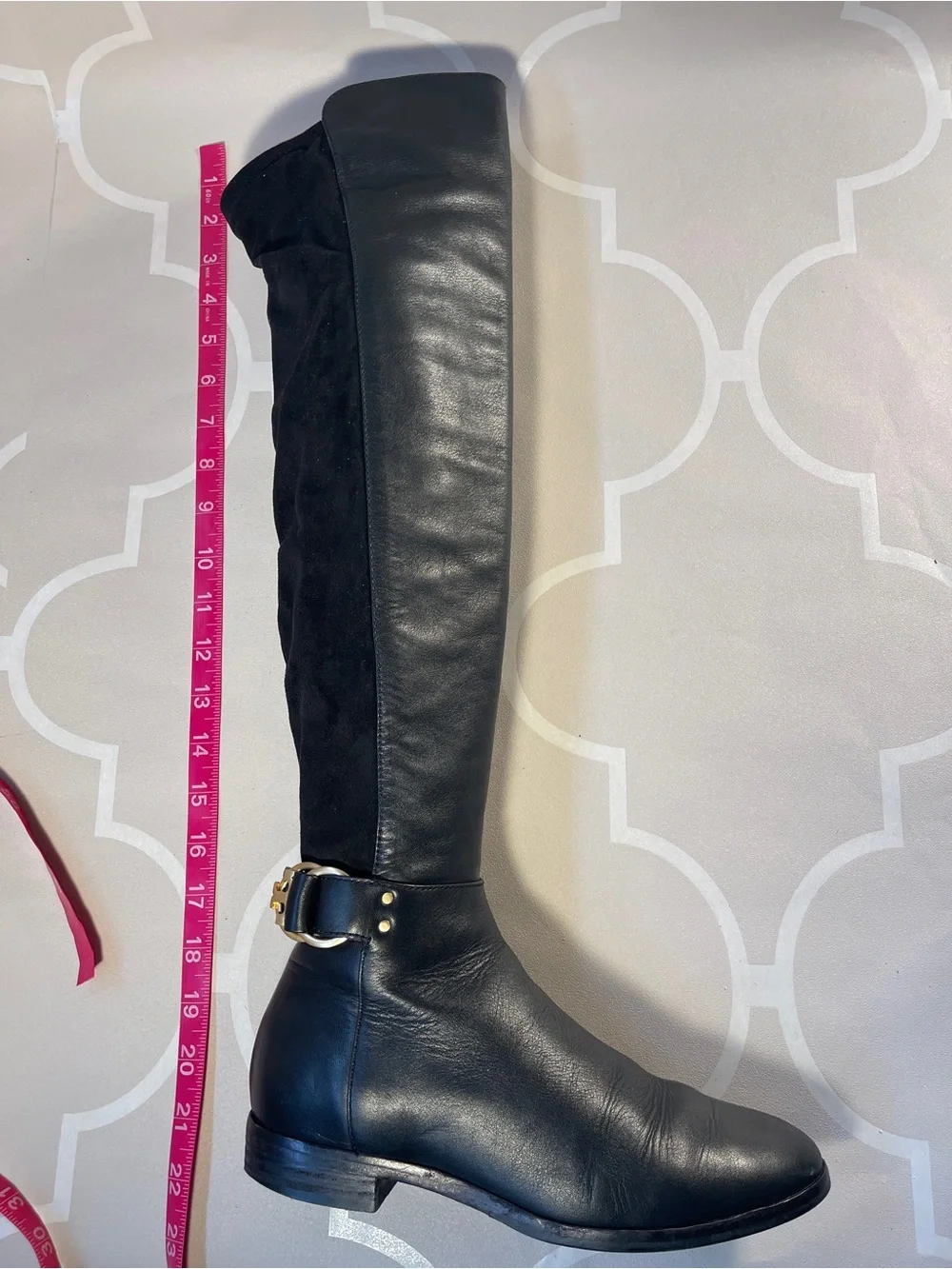 Tory Burch Marsden Leather & Fabric Over-the-Knee Riding Boots Size 6